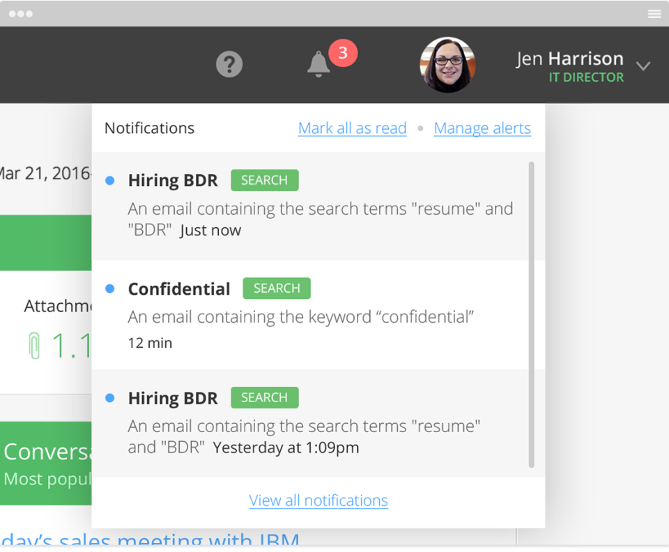 screenshot of Sonian Email Archiving